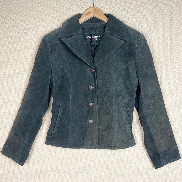 Wilsons Blazer Women’s Size L The Leather Experts Green Suede Leather Jackets - Picture 1 of 9